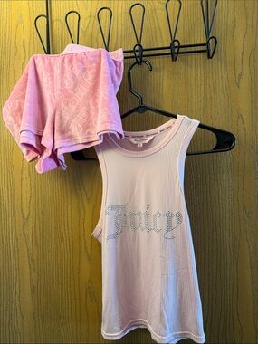 Juicy Couture Light Pink Ribbed Tank Top with Rhinestone Juicy Logo